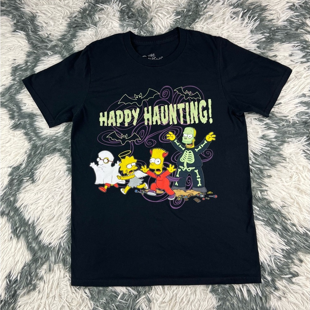The Simpson Men’s Happy Haunting Halloween Glow in The Dark Black T-shirt Sz S